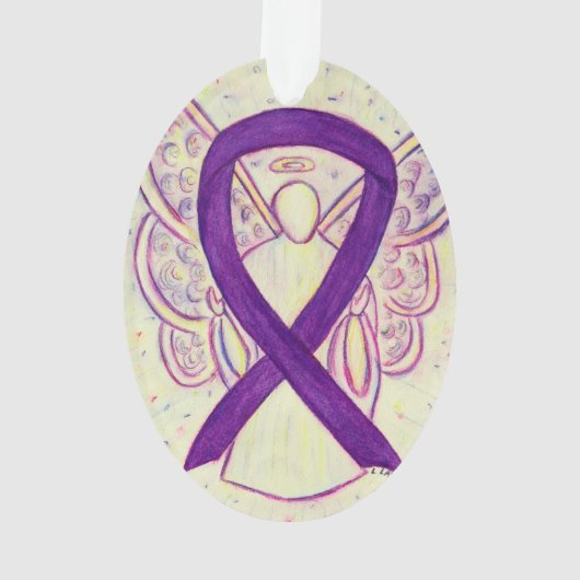 Lila Bewusstsein Ribbon Engel Ornament Anhänger (Rückseite)