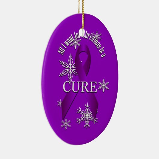 Lila Bewusstsein Ribbon Weihnachtsschnee Keramikornament (Rechts)