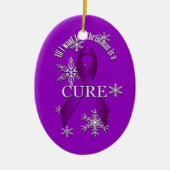 Lila Bewusstsein Ribbon Weihnachtsschnee Keramikornament (Vorne)