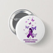 Lila Bewusstseins-Band: Alzheimerkrankheit Button (Vorne & Hinten)