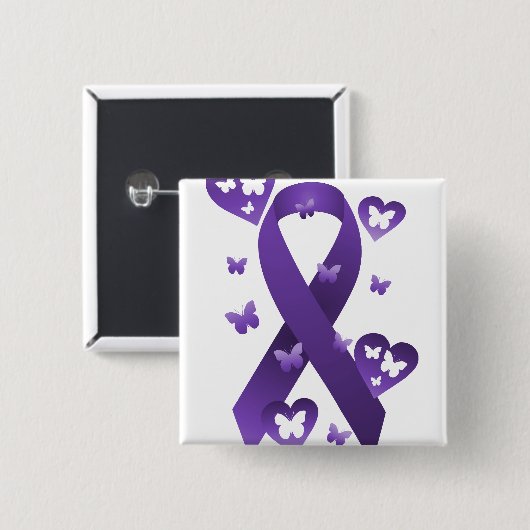 Lila Bewusstseins-Band Button (Vorne & Hinten)