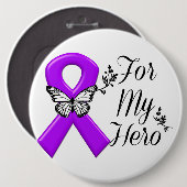 Lila Bewusstseins-Band für meinen Held Button (Vorne & Hinten)