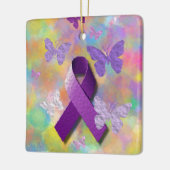 Lila Bewusstseins-Band mit Schmetterlingen Keramikornament (Links)