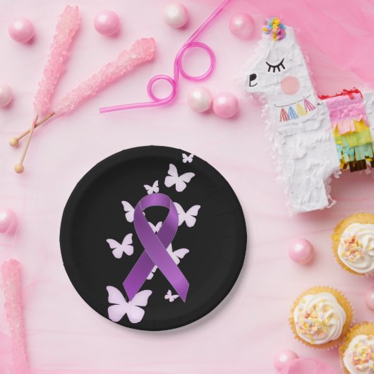 Lila Bewusstseins-Band Pappteller (Party)