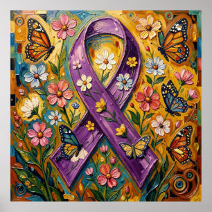Lila Bewusstseins-Schleife Fibro Poster