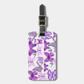 Lila Bewusstseins-Schmetterlinge Gepäckanhänger (Vorderseite vertikal)