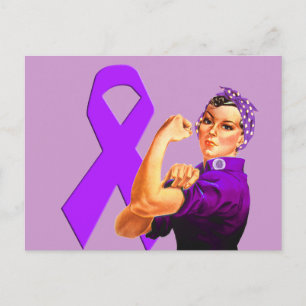 Lila Bewusstseinsschleife Rosie the Riveter Postkarte