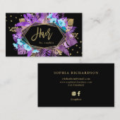 Lila bezauberndes tropisches GoldBlätter auf Haar Visitenkarte (Vorne/Hinten)