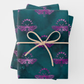 Lila Bienen auf Aquamarinen Geschenkpapier Set (Beispiel)