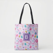 Lila Bienenmuster Monogram Kids Tasche (Vorderseite)
