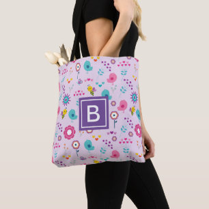 Lila Bienenmuster Monogram Kids Tasche