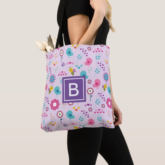 Lila Bienenmuster Monogram Kids Tasche (Von Nahem)
