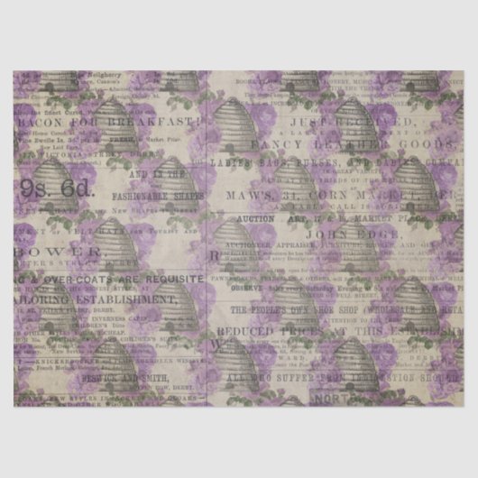 Lila Bienenreihen - Design 16 Seidenpapier (Vorderseite)