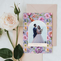 Lila Big Floral Embroidery Maximalistische Hochzei