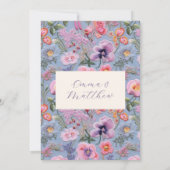Lila Big Floral Embroidery Maximalistische Hochzei Dankeskarte (Rückseite)