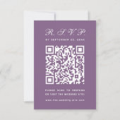Lila Big QR Code Einfache Skripteinsätze RSVP Karte (Vorderseite)
