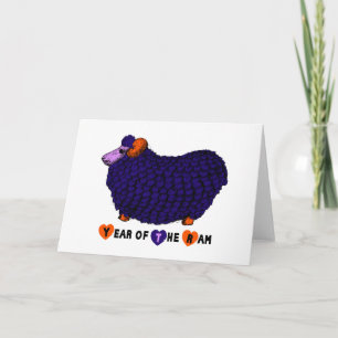 Lila Big Ram Chinese New Year Zodiac Card Feiertagskarte