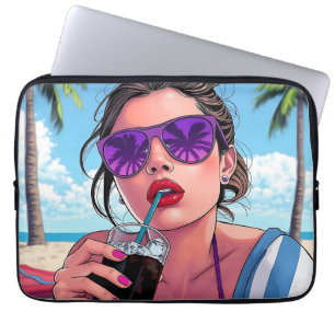 Lila Bikini, Sonnenbrille und Bandana Laptopschutzhülle