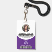 Lila Bildvorlage der Krankenschwester Caduceus Ausweis (Vorderseite mit Lanyard)