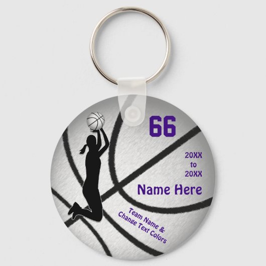 Lila billige Basketball-Teamgeschenke für Mädchen Schlüsselanhänger (Vorderseite)