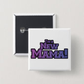 Lila bin ich ein New Mama Tshirts und Geschenke Button (Vorne & Hinten)