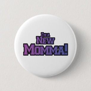 Lila bin ich ein New Momma Tshirts und Geschenke Button