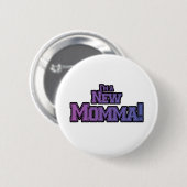 Lila bin ich ein New Momma Tshirts und Geschenke Button (Vorne & Hinten)