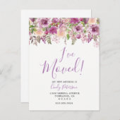 Lila bin ich umgezogen | Verschieben der Ankündigu Ankündigungspostkarte (Vorne/Hinten)