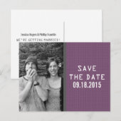 Lila binärer Code Foto Save the Date Postkarte (Vorne/Hinten)