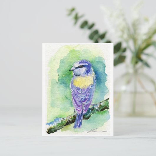 Lila Bird Postkarte (Stehend Vorderseite)