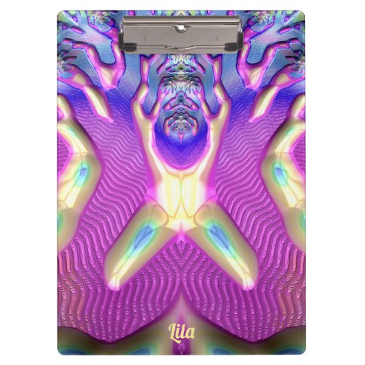 LILA ~ BIZARRE 3D! ~ Blue Yellow Pink original ~ Klemmbrett (Vorderseite)