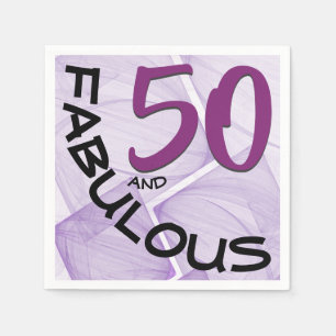 Lila Black 50 und Fabulous Typografie Geburtstag Serviette