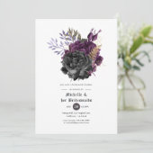 Lila Black and Gold Gothic Bridesmaids Luncheon Einladung (Stehend Vorderseite)