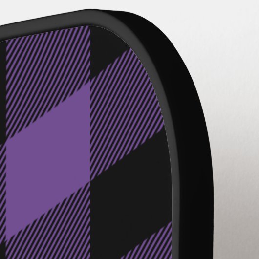 Lila Black Buffalo Kariert Mit Monogramm Pickleball Schläger (Linke Seite)