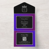 Lila Black Chic Jewel Tone Wedding All In One Einladung (Innen Boden)