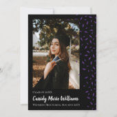 Lila Black Confetti Abschluss Ankündigung (Vorderseite)