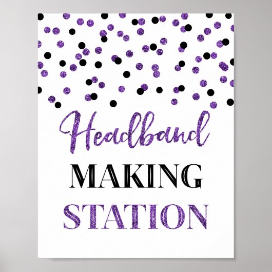Lila Black Confetti Headband Making Station Poster (Vorne)
