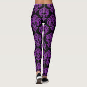 Lila Black Damask Chic Modernes, elegantes Muster Leggings (Rückseite)