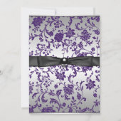 Lila Black Damask Girls Foto Abschluss Einladung (Rückseite)