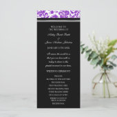 Lila Black Damask Hochzeitsprogramm Programm (Stehend Vorderseite)
