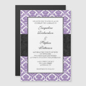 Lila Black Damask Magnetic Wedites Magneteinladung (Vorne/Hinten)