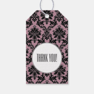 Lila Black Damask Muster Abschluss Vielen Dank Geschenkanhänger