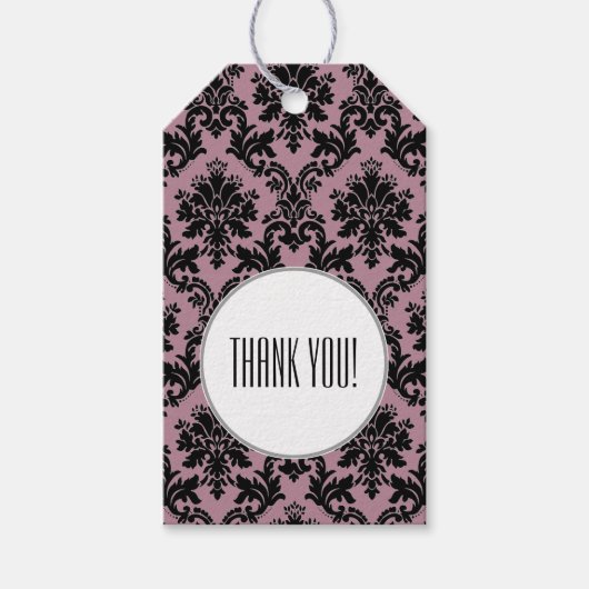 Lila Black Damask Muster Abschluss Vielen Dank Geschenkanhänger (Vorderseite)