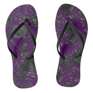 Lila Black Floral Wedding Gothic Badesandalen