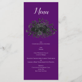 Lila Black Floral Wedding Gothic Menükarte