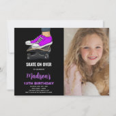 Lila Black Foto Skateboards Geburtstagseinladung Einladung (Vorderseite)