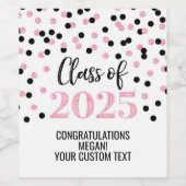 Lila Black Glitzer Class 2025 Abschluss Weinetikett (Einzelnes Label)