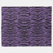 Lila Black Glitzer Zebra Print Fleecedecke (Vorderseite (Horizontal))