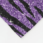 Lila Black Glitzer Zebra Print Fleecedecke (Ecke)