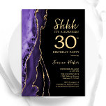 Lila Black Gold Agate Überraschung 30. Geburtstag Einladung<br><div class="desc">Lila,  schwarz und goldfarben überraschen 30. Geburtstag Party Einladung. Elegantes modernes Design mit Aquarellfarben-marmorgeode Hintergrund,  Imitats Glitzer Gold und Typografie Skript-Schriftart. Die trendige Einladungskarte eignet sich perfekt für eine stilvolle Damenfeier. Gedruckte Zazzle Einladungen oder Sofortdownload digitalen druckbaren Vorlage.</div>